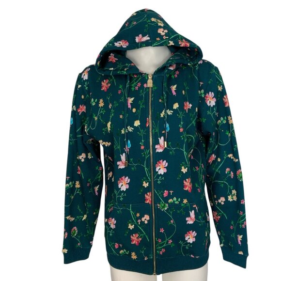 Hill House The Allie Zip Up Sweatshirt S Moody Floral Long Sleeve Hoodie Pockets - Picture 1 of 13